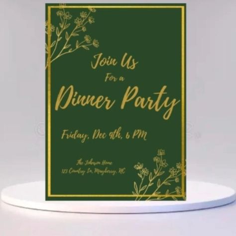 Make your guests feel welcome with this elegant green and gold dinner party invitation template, perfect for holiday gatherings. Easy to customize and print! Link in bio Green And Gold Dinner Party, Gold Dinner Party, Dinner Party Invitations, Party Invite Template, Holiday Gathering, Green And Gold, Dinner Party, Party Invitations, Invitation Template