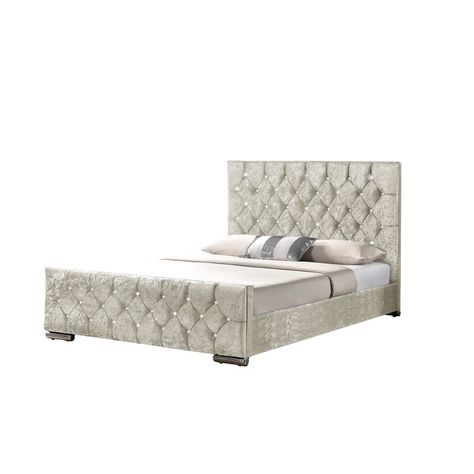 Rosdorf Park Ararat Upholstered Bed Frame & Reviews | Wayfair.co.uk Velvet Beds, Crushed Velvet Bed, Fabric Upholstered Bed, Fabric Bed Frame, Tall Headboard, King Bed Frame, Velvet Bed, Girl Bedroom Designs, Silver Fabric