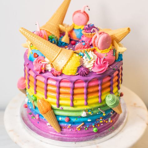 Rainbow Cakes 🌈 | Rainbow Cake London Delivery – Flavourtown Bakery Rainbow Lolly Cake, Rainbow Cake Designs, Rainbow Themed Cake, Cakes Rainbow, London Bakery, Birthdays Cakes, Rainbow Cake Recipe, Lolly Cake, Rainbow Stuff