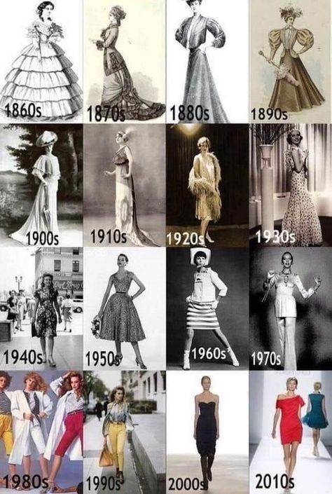 Fashion through the years. Decades Fashion, Fashion Through The Decades, Mode Prints, Fashion Timeline, Istoria Artei, Fashion Dictionary, History Fashion, Evolution Of Fashion, Look Retro