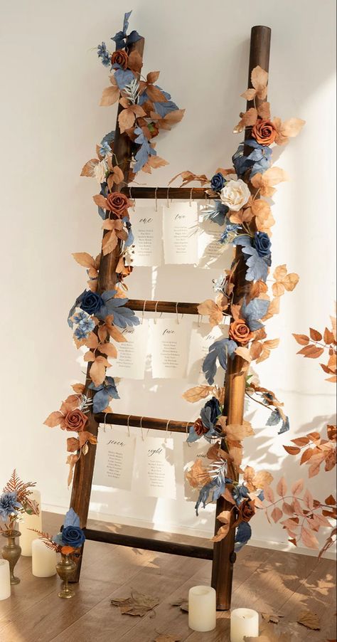 Bakers Quotes, Blue Brown Wedding, Rustic Palette, Pillar Decorations, Theme Bapteme, Fall Magic, Rusting Wedding, Filler Flowers, Arch Decor