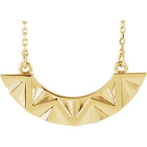 #HotForTheHolidays: Geometric-Inspired Curved Bar Necklace. Click through for product details OR to locate a jeweler near you! #HowIStuller Gold Geometric Necklace, Fan Necklace, Chevron Necklace, Curved Bar, Bow Jewelry, Chevron Design, Geometric Necklace, Gold Geometric, Adjustable Necklace