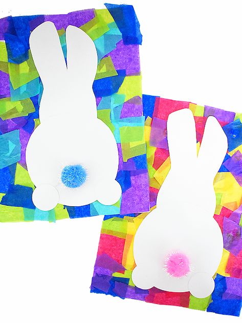 Easter Bunny Art For Kids, Easter Artwork For Kids, Spring Toddler Crafts, Giraffe Crafts, Octopus Crafts, Umbrella Craft, Tissue Paper Craft, Craft Easter, Bunny Craft