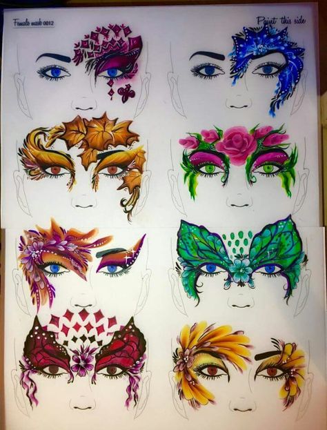 Facepaint - masks Airbrush Face Paint, Face Paint Ideas Adults, Face Art Makeup Paint Ideas, Face Painting Adults, Face Painting Designs For Adults, Face Painting For Adults, Adult Face Paint, Masquerade Makeup, Mask Face Paint