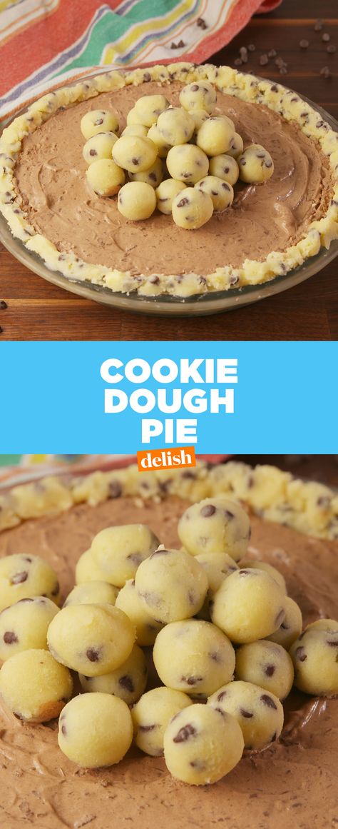 This pie is like eating cookie dough right out of the package. Get the recipe at Delish.com. #recipe #easyrecipes #dessert #pie #cookiedough #sugar #chocolate #chocolatechip Chocolate Cheesecake Recipe Easy, Cheesecake Recipe Easy, Cookie Dough Pie, Easy Cookie Dough, Chocolate Cheesecake Recipe, Cookie Dough To Eat, Cookie Dough Recipes, Easy Cheesecake Recipes, Cheesecake Recipe