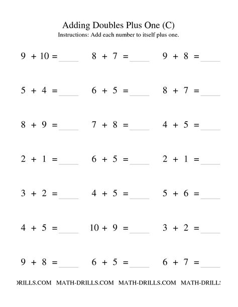 Amanda Ochoa, Doubles Worksheet, Doubles Plus One, Math Doubles, Math Literature, Kindergarten Math Worksheets Addition, Math Fact Worksheets, Addition Worksheet, Doubles Facts