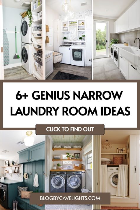 6 narrow laundry room ideas Long Laundry Room Ideas Layout, Narrow Laundry Room Storage, Narrow Laundry Room Design, Narrow Laundry Room Ideas, Narrow Laundry, Laundry Room Design Ideas, Narrow Laundry Room, Laundry Nook, Room Work