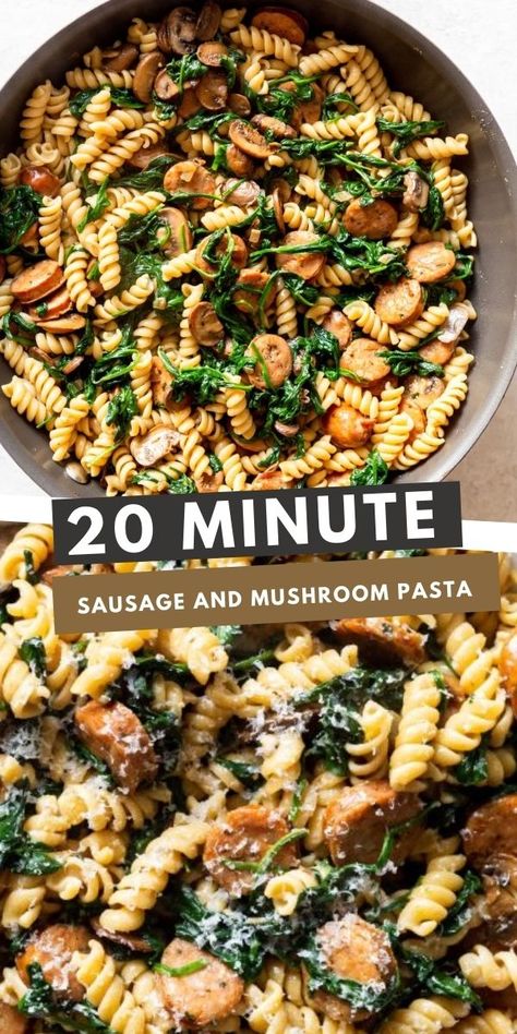 Pasta Sausage Recipes Healthy, Healthy Pasta With Sausage, Chicken Sausage Dish, Healthy Sausage Pasta, Chicken Sausage Dinner Recipes, Sausage And Veggie Pasta, Turkey Sausage Pasta Recipes, Sausage And Rotini Pasta, Chicken Sausage And Spinach Recipes