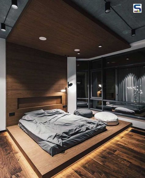 Industrial Bedroom Design, Minimal Interior Design, Loft Interior, Tiny Studio, Ceiling Design Bedroom, Luxury Bedroom Master, Bedroom Bed Design, Bedroom Master, Bedroom Furniture Design