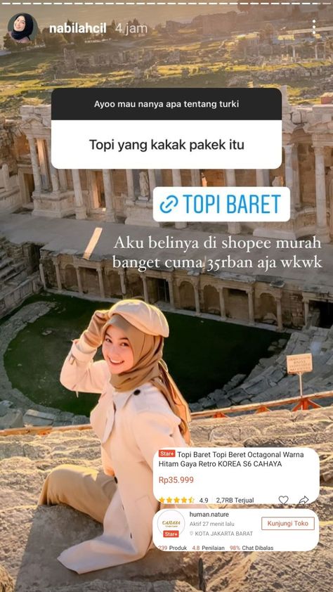 Topi Baret Hijab, Nama Olshop Inspirasi Fashion, Outfit Ngampus, Racun Shopee, Ootd Hijab, Hijab Outfit, Cute Quotes, Online Shop, Indonesia