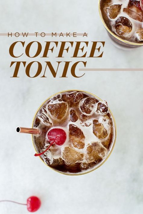 Coffee Tonic Recipe, Tiki Recipes, Coffee Tonic, Summer Coffee Drinks, Tonic Recipe, Easy Coffee Recipes, Summer Coffee, Soda Recipe, Spring Coffee