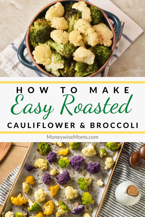 This easy Roasted Broccoli and Cauliflower recipe is a great way to serve vegetables with a crunchy, flavorful texture that kids love! Broccoli And Cauliflower In Oven, Carrots Cauliflower Broccoli, Roasted Broccoli And Cauliflower, Oven Roasted Broccoli And Cauliflower, Roasted Brocolli And Cauliflower Recipes, Easy Roasted Cauliflower, Fresh Broccoli, Roasted Broccoli, Roasted Asparagus