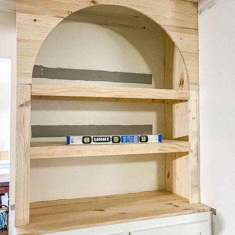 Arched Bookcases, Arched Bookshelf, Arched Bookcase, Diy Trinkets, Pallet Deck Diy, Pallet Deck, Deck Diy, Billy Ikea, Living Tv