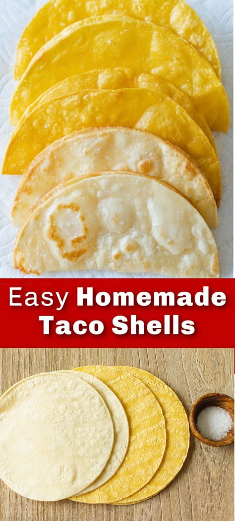 Corn Tortilla Taco Shells, Make Taco Shells From Tortillas, Homemade Taco Shells Corn Tortillas, Homemade Taco Recipe, Best Homemade Tacos, Crispy Flour Taco Shells, How To Make Taco Shells From Tortillas, Homemade Soft Taco Shells, Tacos Shells Homemade