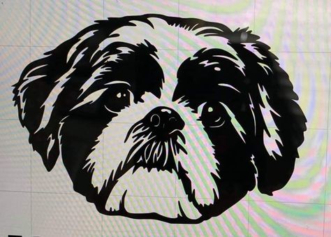 Shitzu Drawing, Shitzu Tattoo Outline, Shitzu Silhouette, Shih Tzu Line Art, Lhasa Apso Silhouette, Shih Tzu Black And White, Dog Stencil, Colored Tattoo Design, Dog Memorial Tattoos