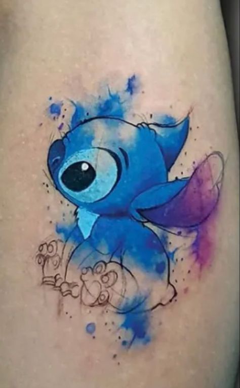 Tattoos For Women Watercolor, Tim Burton Pokemon, Watercolor Tattoos For Women, Tattoo On Dark Skin, Disney Stitch Tattoo, Ohana Tattoo, Circular Tattoo, How To Tattoo, Mandala Hand Tattoos