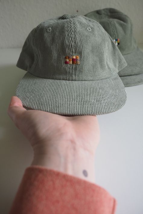 Hand-embroidered six panel snapback cap with a minimalist print. Cheap Embroidered Dad Hat, Adjustable Embroidered 5-panel Hat, Casual Embroidered 5-panel Hat, Embroidered Baseball Cap One Size, Embroidered Snapback Baseball Cap, One Size, Thrift Board, Corduroy Cap, Embroidery Caps, Embroidery Tips