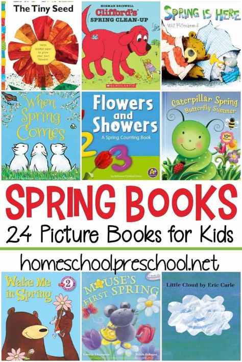 There's so much to read about in the spring! Bees, bugs, flowers, and weather are the perfect themes for great spring books for preschoolers. Spring Lesson Plans, Spring Theme Preschool, Books For Preschoolers, Spring Lessons, Pre K Pages, Spring Reading, Spring Books, Spring Preschool, Preschool Themes