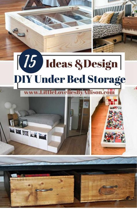 15 DIY Under Bed Storage Ideas For Organizing Your Stuff Under Bed Storage Diy, Diy Under Bed Storage, Under Bed Storage Ideas, Bed Storage Ideas, Milk Crate Storage, Diy Storage Bed, Ideas For Organizing, Underbed Storage, Diy Bed Frame