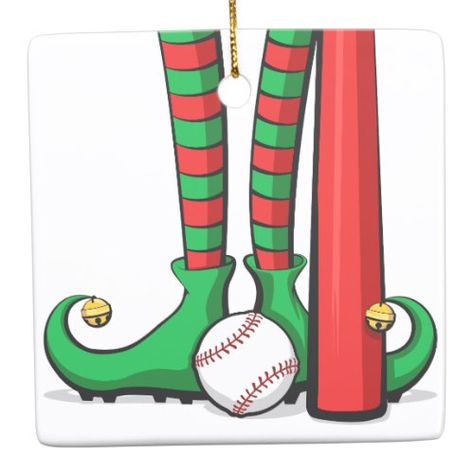 Baseball Christmas Elf Feet Ceramic Ornament Softball Christmas, Volleyball Christmas, Baseball Christmas, Christmas Baseball, Bunting Flags, Window Painting, Christmas Mood, Baseball Mom, Christmas In July