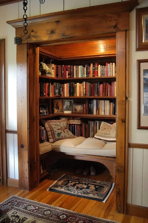 Secret Reading Nook, Library Rooms, All About Books, Reading Nook Ideas, Attic Makeover, Cozy Nooks, Cozy Places, Public Libraries, Fantasy Rooms