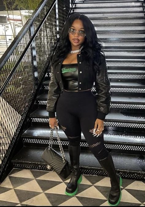 Cute All Black Outfits Black Women, Cute Going Out Outfits Black Women, Leather Outfits Black Women, All Black Outfit Baddie, Baddie Black, Night Out Outfit Clubwear, Concert Outfit Fall, Outfit Clubwear, Girls Dress Outfits