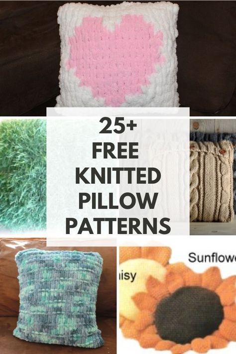 Free knitted pillow patterns to make your space cozy. There are both knit cushion covers and knit pillows to fill that you will want to start knitting up right Cushion Cover Knitting Pattern, Knitted Cushions Free Patterns, Pillow Knitting Pattern Free, Loom Knit Pillow, Easy Loom Knitting Projects Free Pattern, Knitted Pillow Covers Free Pattern, Knitted Cushion Covers Free Pattern, Knit Pillow Pattern Free, Knitted Cushion Pattern