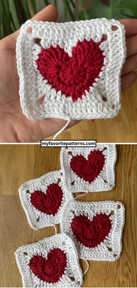 Free Crochet Granny Heart Square Pattern Love Granny Square Crochet Pattern, Granny Square Hearts Free Pattern, Heart Granny Squares Crochet Pattern, Crocheted Heart Granny Square, Crochet Granny Square With Heart, Things To Crochet Out Of Granny Squares, Granys Crochet Squares Heart, Heart Shaped Granny Square Pattern, Heart In Granny Square Pattern