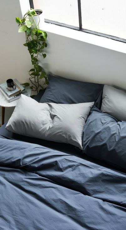 Navy Bed Set Ideas, Navy Blue Bed Sheet Ideas, Dark Blue Bed Set, Bedding Ideas Navy Blue, Navy Blue Aesthetic Bed, Bed With Blue Sheets, Cozy Bedroom Blue Bed, Grey Blue Bedding, Blue Bed Set Ideas