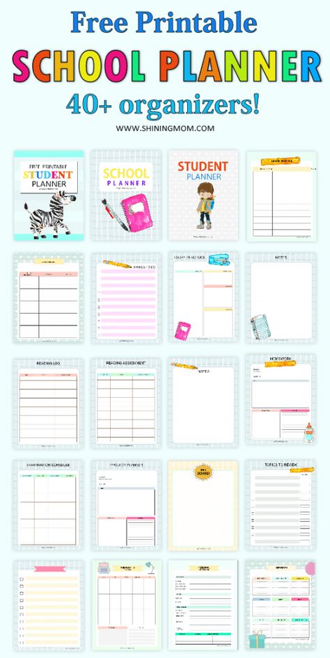 Free School Planner, Free School Printables, Study Planner Printable Free, School Planner Template, Study Planner Free, Planner For Students, Project Planner Template, Exam Planner, Assignment Planner