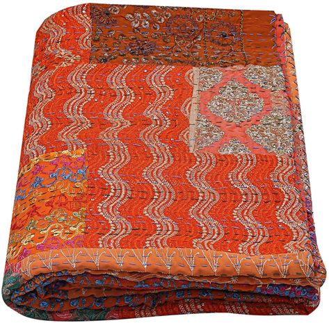 Bed Spreads Boho, Indian Room, Indian Bedding, Bohemian Bedspread, Quilt Bedspread, Bohemian Bedding, Kantha Embroidery, Bedroom Quilts, Handmade Bed