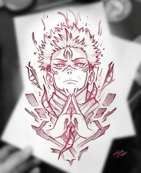 Sukuna Back Tattoo, Jujitsu Kaisen Tattoo Designs, Jujutsu Kaisen Sukuna Drawing, Jujutsu Kaisen Sukuna Tattoo, Sukuna Tattoo Ideas, Jujutsu Kaisen Tattoo Ideas, Jujutsu Kaisen Tattoo, Sukuna Tattoo, Gojo Tattoo