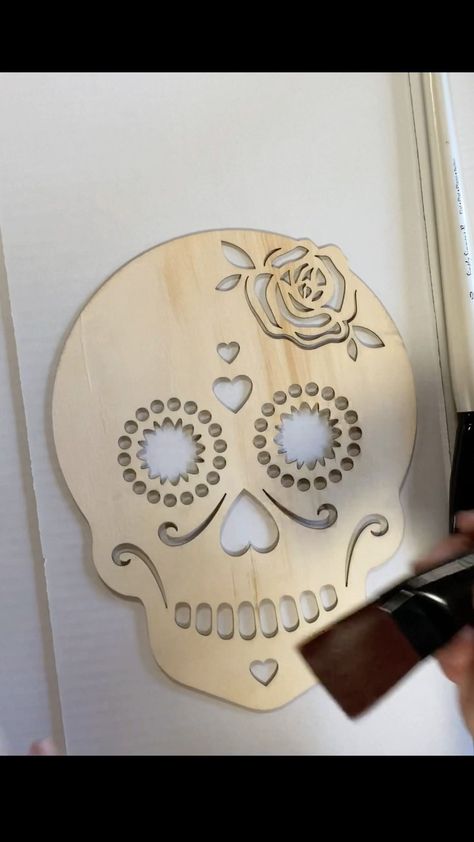 Sugar Skull Diy, Skull Cutout, Skull Diy, Chalk It Up Fancy, Chalk It Up, Instagram Diy, Sugar Skulls, Dollar Tree Diy, Halloween Art