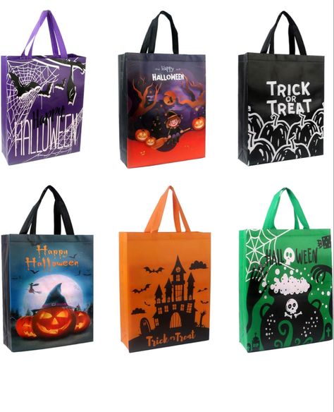 Treat Bags Halloween, Halloween Paper Bags, Halloween Trick Or Treat Bags, Halloween Party Bags, Halloween Gift Bags, Halloween Candy Bags, Woven Bags, Halloween Tote Bag, Non Woven Bags