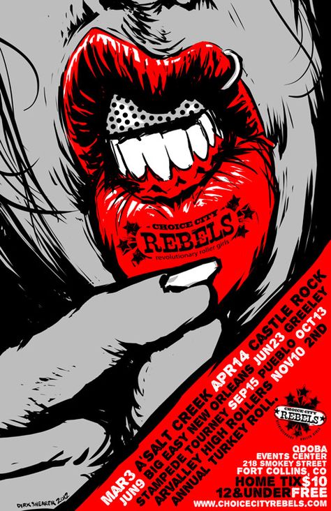 Rock Poster Design, Roller Derby Art, Schedule Poster, Derby Skates, Weird Vintage, Deadpool Wallpaper, Kiss Art, Derby Girl, Concert Flyer