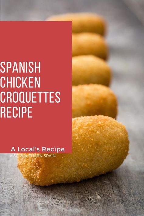 Chicken Filling Recipes, Spanish Croquettes Recipe, Chicken Tapas, Spanish Croquettes, Turkey Croquettes, Potato Croquette Recipe, Chicken Croquettes Recipe, Chicken Appetizer Recipes, Spanish Recipe