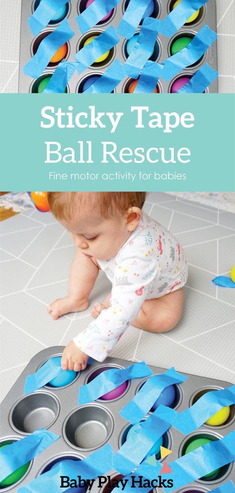 Ball Rescue — Baby Play Hacks Infant School Activities, Activities Under 1 Year, Infant Car Activities, New Year Infant Activities, Sensory Projects For Infants, Sensory Play Ideas 1 Year, Ball Activities For Infants, Fine Motor Activities Infants, Infant Group Activities