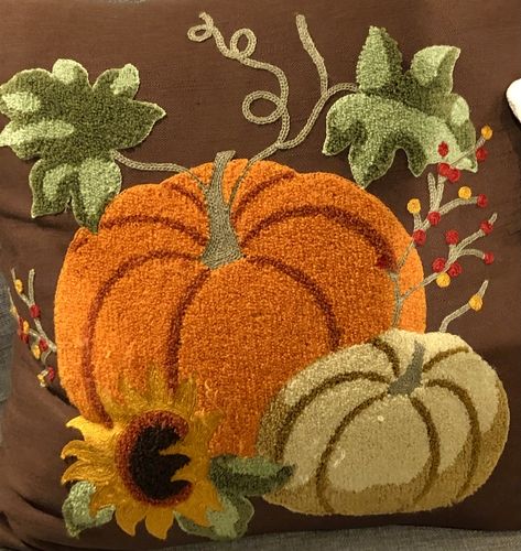 Rice Stitch, Thanksgiving Decorations Outdoor, Sunflower Throw Pillows, Easy Fall Decor, Punch Needle Patterns, Wool Throw Pillows, Stripe Throw Pillow, Punch Needle Embroidery, Fall Pillows