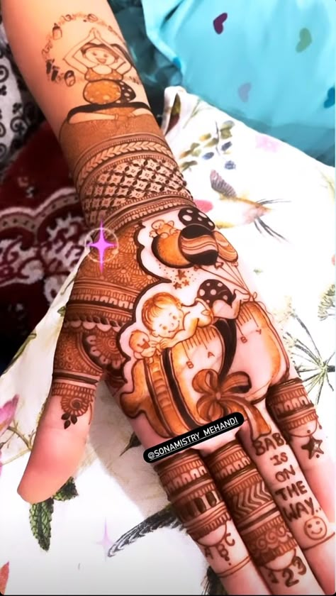 Beby Savar Mehndi, Pregnancy Mehndi Design, Mom To Be Mehendi Design, Baby Mehndi Design, Mehndi Designs Bridal Hands, Beginner Henna Designs, Mehndi Designs For Kids, Mehndi Design Pictures, Simple Mehndi Designs Fingers