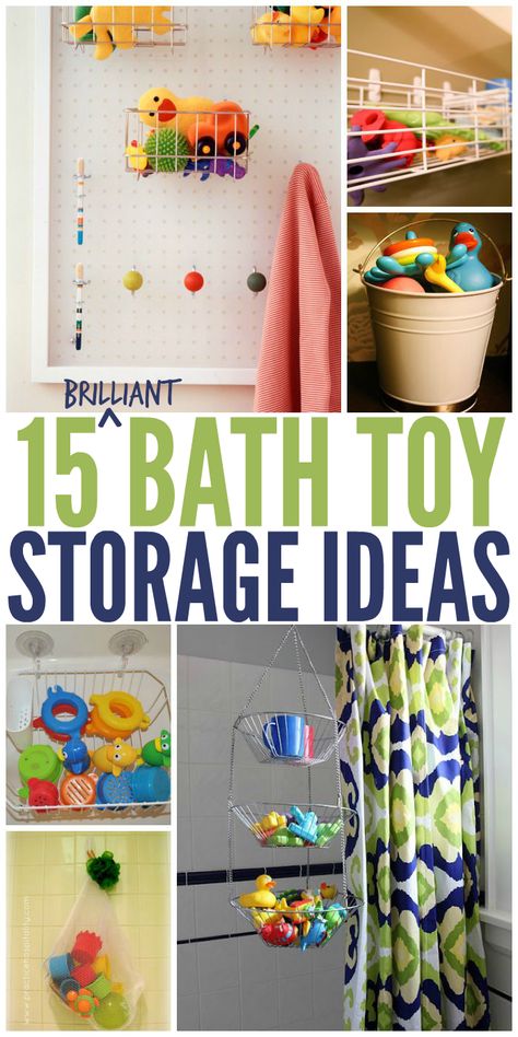 Tired of tripping over bath toys when you're in the shower? We've rounded up 15 smart bath toy storage solutions you can implement TODAY. How To Store Bath Toys, Bathroom Toys Organization, Diy Bath Toy Storage, Bath Tub Toy Storage Ideas, Bathtub Toy Storage Ideas, Bathroom Toy Storage Ideas, Bath Toys Storage, Diy Bath Toys, Bathroom Toy Storage