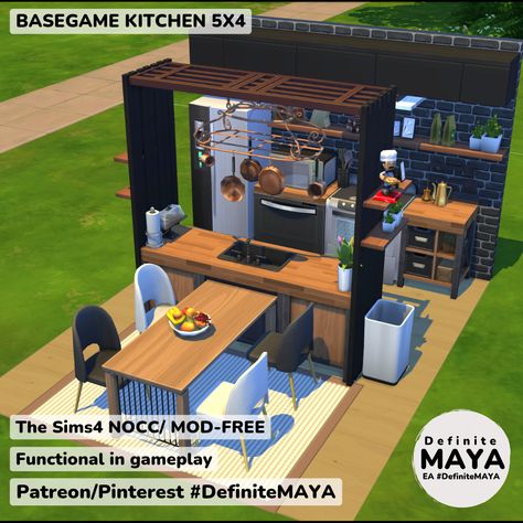 NOCC/ Mod-Free/ Functional in gameplay ***Download from EA gallery #DefiniteMAYA *** Support me on Patreon *** Sims Base Game Rooms, Sims 4 Base Game Builds, Sims 4 Kitchen Ideas Base Game, Kitchen Ideas Sims 4, Sims 4 Base Game Room Ideas, Sims 4 Kitchen Ideas, Restaurant Layout Plan, Sims Kitchen, Sims4 Houses