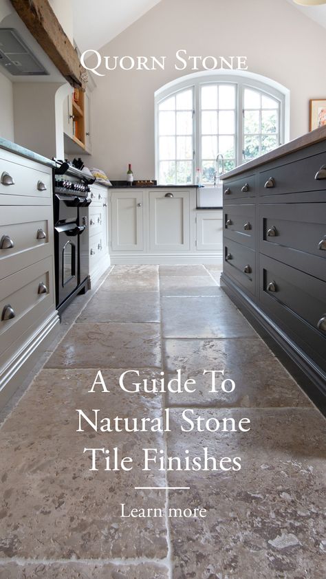 A guide to stone floor tile finishes french limestone Natural Stone Kitchen Floor, Limestone Flooring Kitchen, Stone Kitchen Floor, Stone Tiles Kitchen, Antique Stone Flooring, Litter Box Cabinet, Flagstone Tile, Painting Laptop, French Limestone Floor