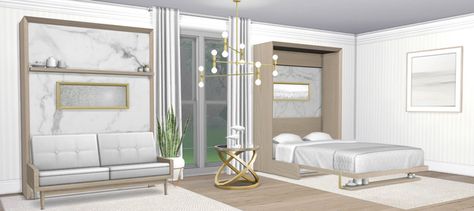 RH Murphy Beds ~ January | Patreon Restoration Hardware Style, Wall Beds, Murphy Beds, Wall Bed, Bed Wall, Cc Finds, Tiny Living, Murphy Bed, Sims 4 Cc