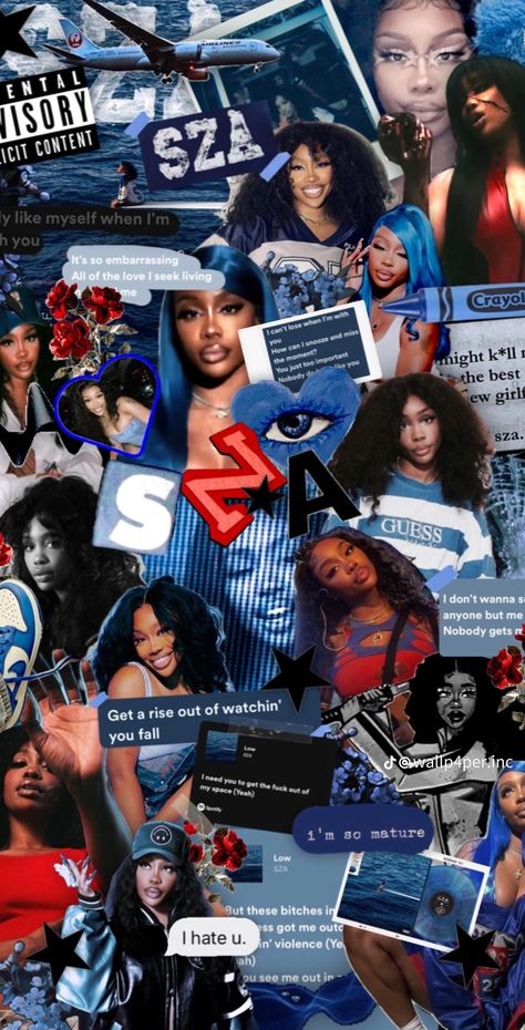 Sza Aesthetic Wallpaper Blue, Sza Collage Wallpaper, Sza Sos, Kaws Iphone Wallpaper, Ocean Music, Sza Singer, Pretty Wallpaper Ipad, Cute Lockscreens, Iphone Wallpaper Classy