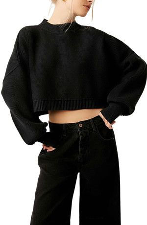 Favorite Statement Color - Mia Mia Mine Black Cropped Sweatshirt Outfit, Crop Pullover Outfits, Black Crop Sweater Outfit, Cropped Pullover Outfits, Saint Laurent Hobo Bag, Crop Sweater Outfit, Cropped Sweatshirt Outfit, Festive Holiday Outfits, Cropped Sweater Outfit