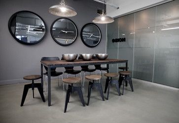 Noise Digital Offices - modern - Spaces - Vancouver - Gaile Guevara Industrial Break Room, Cafeteria Table, Workspace Decor, Office Break Room, Office Design Inspiration, Room Store, Build A House, Modern Country Style, Work Space Decor