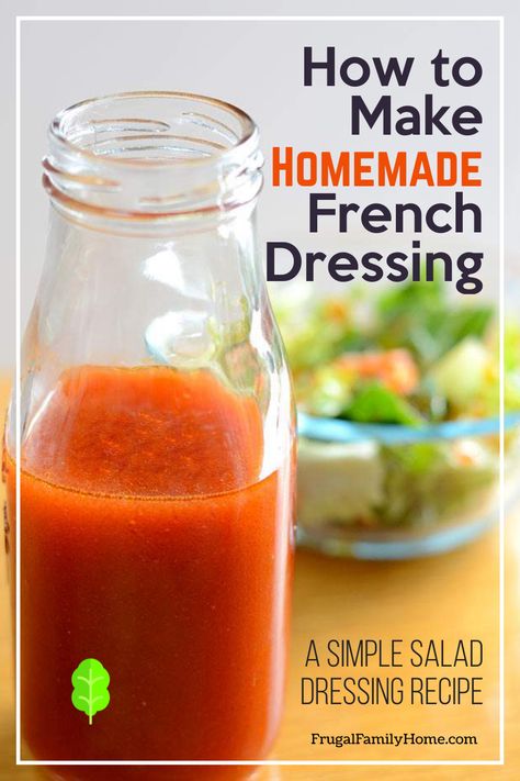 Red Salad Dressing, Western French Dressing Recipe, Homemade French Dressing Recipes, French Salad Dressing Recipes Homemade, Country French Dressing Recipe, Western Dressing Recipe, Creamy French Dressing, Homemade French Dressing, French Dressing Recipe