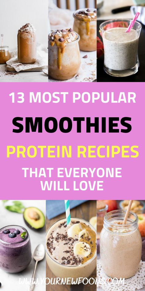 Most Popular Recipes for protein smoothies. 13 must-try protein smoothies recipes, including spinach smoothie recipe, banana smoothie recipe & coffee in smoothies & many more. These Recipes for protein smoothies will show you how to make delicious protein smoothies. You will be able to enjoy protein smoothies that are packed full of flavor all year round. Which is your favorite? Leave a comment to let us know... Smoothie Recipes Healthy Protein Powder, Homemade Protein Smoothies, Best Protein Smoothies, Vega Protein Recipes Vanilla, Garden Of Life Protein Shake Recipes, Vegan Smoothies Protein, Smoothie Recipes With Protein Powder, Protein Smoothies Healthy, Power Smoothie Recipes