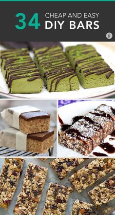 34 Cheap and Easy DIY Bars — Save money on your healthy snacks with these homemade bars. #bars #healthy #recipes #greatist Raw Energy Bar, Healthy Snack Bars Recipes Clean Eating, Diy Snack Bars Healthy, Diy Energy Bars, Diy Perfect Bars, Easy Healthy Gronala Bar Recipes, Home Made Protein Bars Healthy, Snack Bars Ideas, Gomacro Bars Recipe