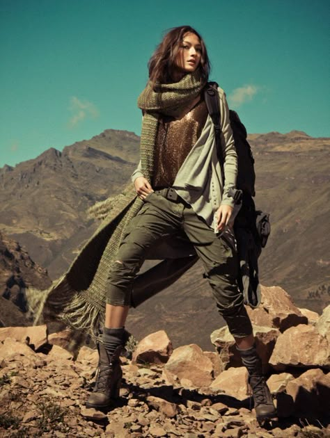 Flamboyant Natural inspiration -- with thanks to Kalisto :D  Bruna Tenorio by Jacques Dequeker for Vogue Brazil June 2010 Safari Explorer, Apocalypse Fashion, Dystopian Fashion, Post Apocalyptic Fashion, Urban Apparel, Vogue Brazil, Mode Editorials, Apocalyptic Fashion, Post Apocalypse